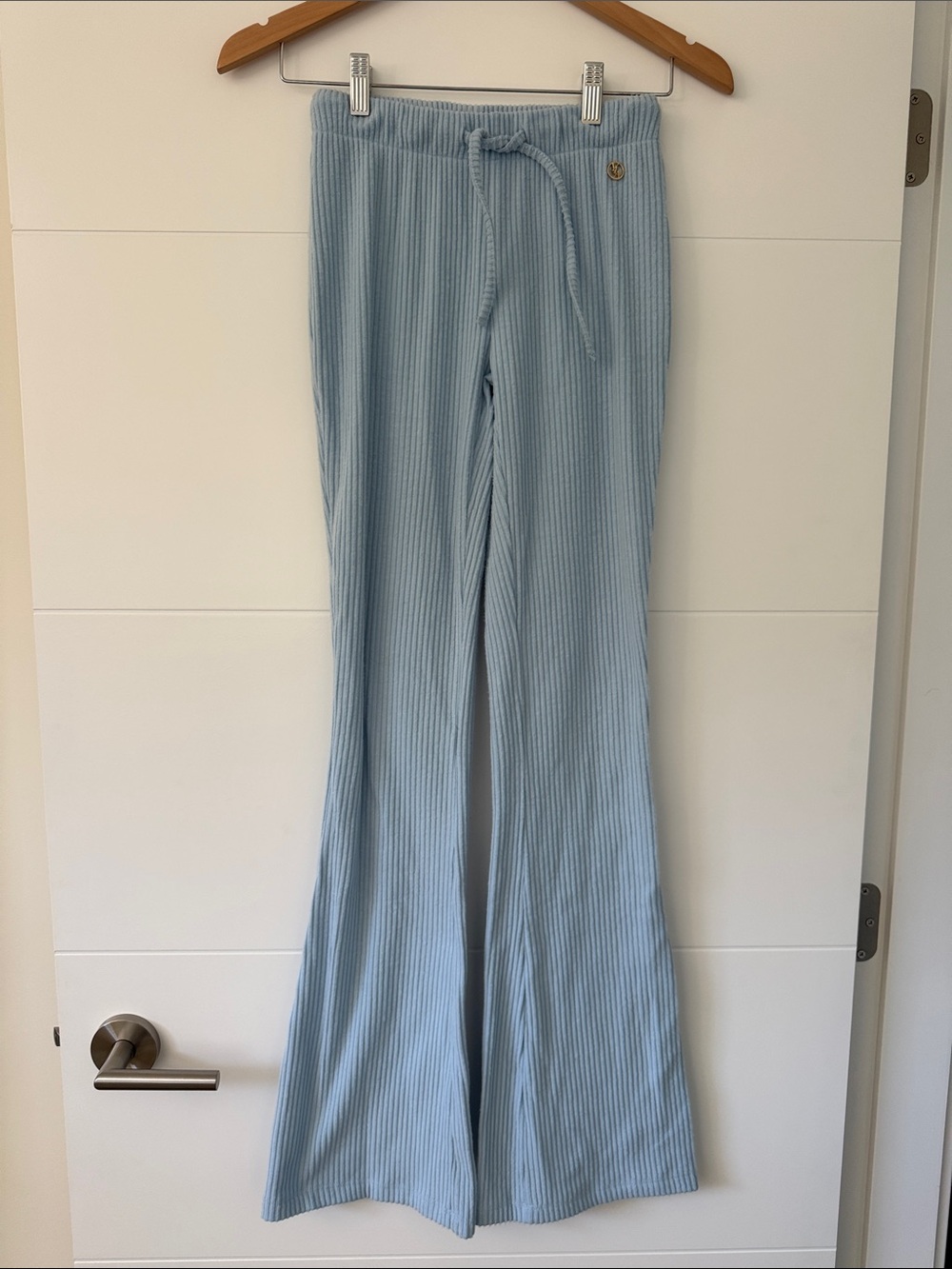 Youngla Ribbed Flare Pants in Blue Like New